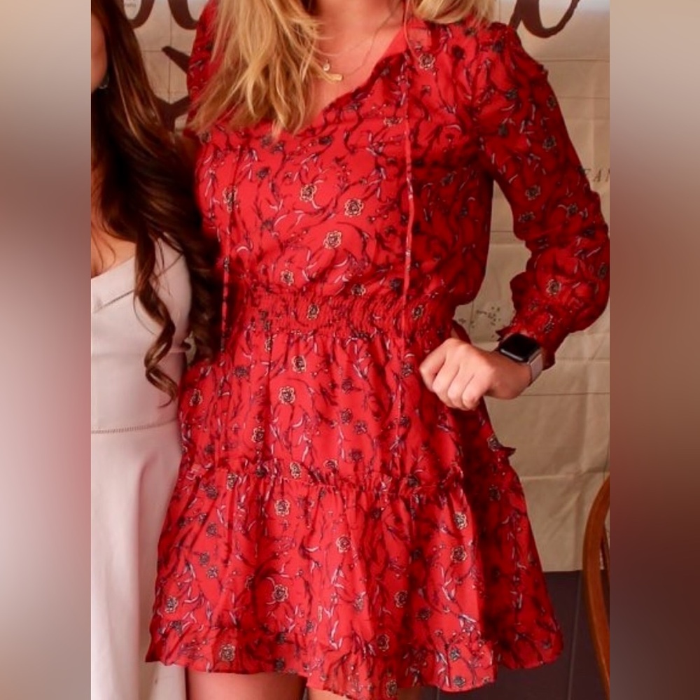 NSR Red long sleeve mini dress